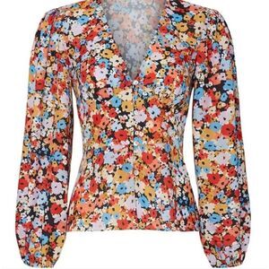 Rebecca minkoff womens Sz M multicolor floral button front cindy top